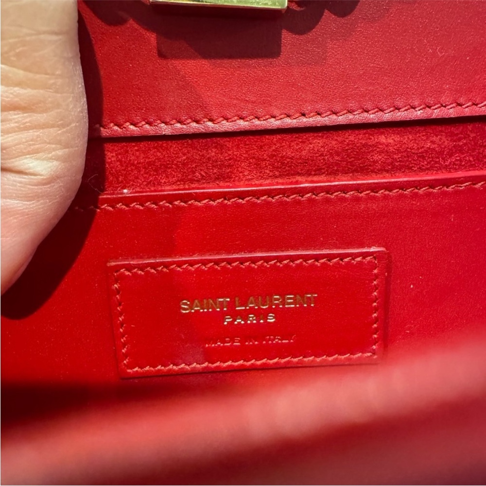 Saint Laurent Red and Gold Clutch with Iconic YSL Logo - Picture 12 of 16